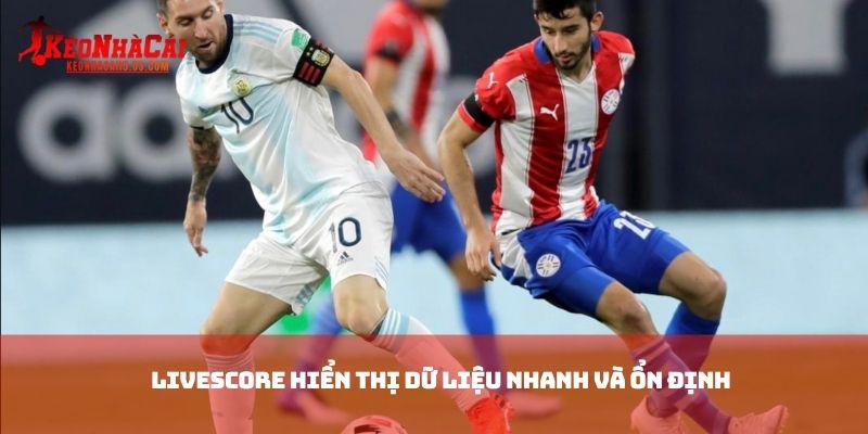 Livescore hiển thị dữ liệu nhanh và ổn định